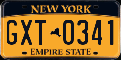 NY license plate GXT0341