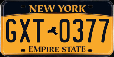 NY license plate GXT0377