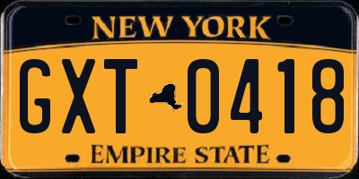 NY license plate GXT0418