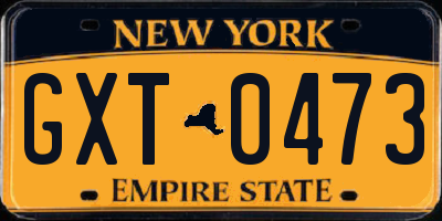 NY license plate GXT0473