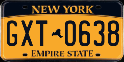 NY license plate GXT0638