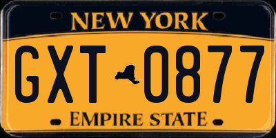 NY license plate GXT0877