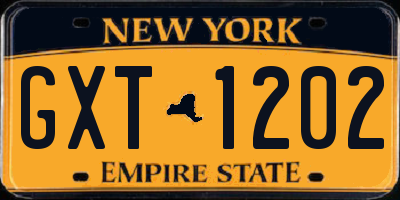 NY license plate GXT1202