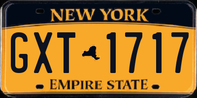 NY license plate GXT1717