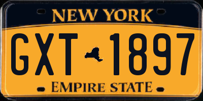 NY license plate GXT1897