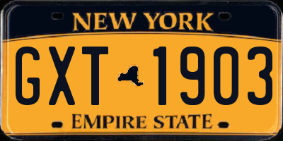 NY license plate GXT1903