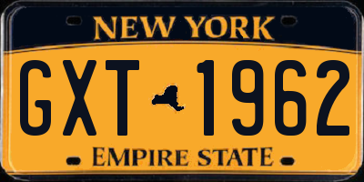 NY license plate GXT1962