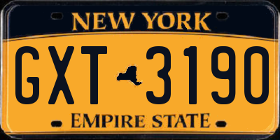 NY license plate GXT3190