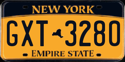 NY license plate GXT3280