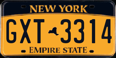 NY license plate GXT3314