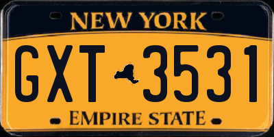 NY license plate GXT3531