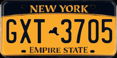 NY license plate GXT3705