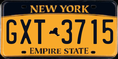 NY license plate GXT3715