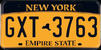 NY license plate GXT3763