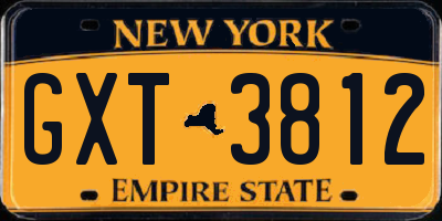 NY license plate GXT3812
