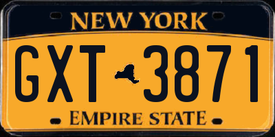 NY license plate GXT3871