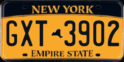 NY license plate GXT3902