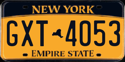 NY license plate GXT4053