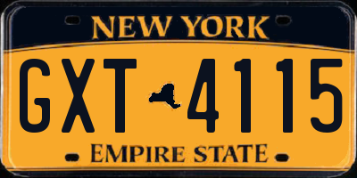 NY license plate GXT4115