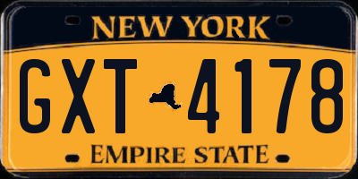 NY license plate GXT4178