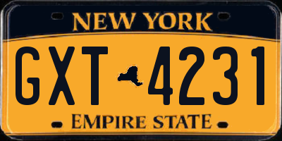 NY license plate GXT4231