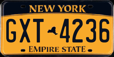 NY license plate GXT4236