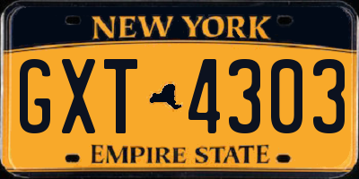NY license plate GXT4303