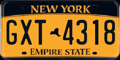 NY license plate GXT4318