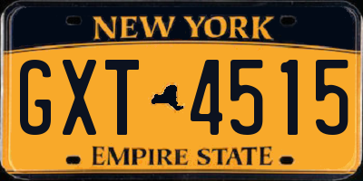 NY license plate GXT4515