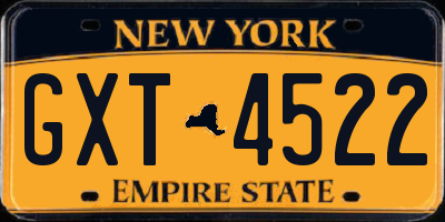 NY license plate GXT4522
