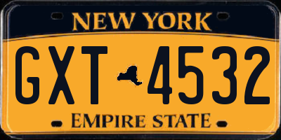 NY license plate GXT4532