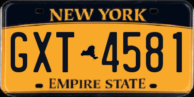 NY license plate GXT4581