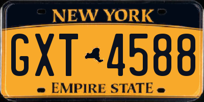 NY license plate GXT4588