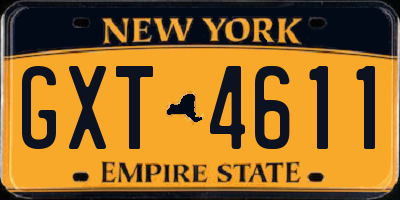NY license plate GXT4611