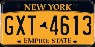 NY license plate GXT4613