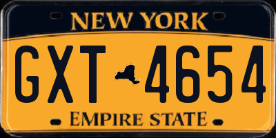 NY license plate GXT4654
