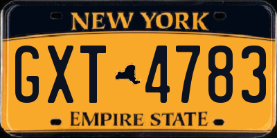 NY license plate GXT4783