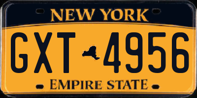 NY license plate GXT4956
