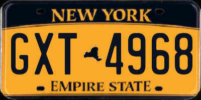 NY license plate GXT4968