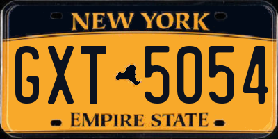 NY license plate GXT5054