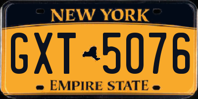 NY license plate GXT5076