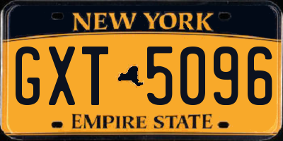 NY license plate GXT5096
