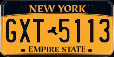 NY license plate GXT5113