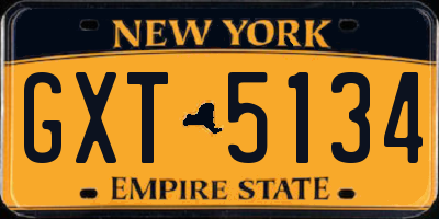 NY license plate GXT5134
