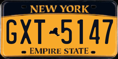 NY license plate GXT5147