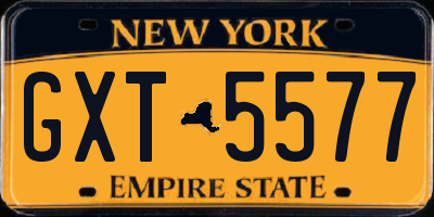 NY license plate GXT5577