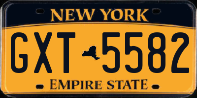 NY license plate GXT5582