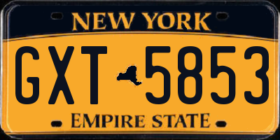 NY license plate GXT5853