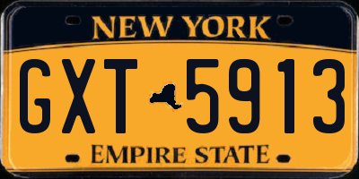 NY license plate GXT5913