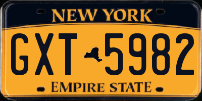 NY license plate GXT5982
